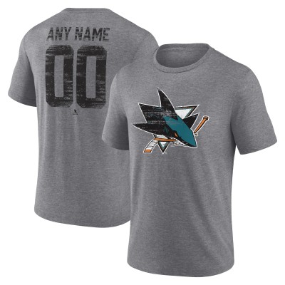 Футболка San Jose Sharks Gray Heritage Custom Tri-Blend