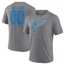 St. Louis Blues Gray Heritage Custom Tri-Blend T-Shirt