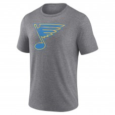 St. Louis Blues Gray Heritage Custom Tri-Blend T-Shirt