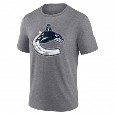 Vancouver Canucks Gray Heritage Custom Tri-Blend T-Shirt