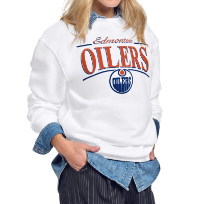Женская свитшот Edmonton Oilers Starter White Arch Stripe Fleece