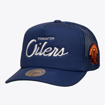 Бейсболка Edmonton Oilers Mitchell & Ness Navy Head Coach Trucker