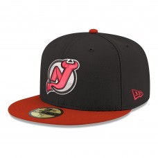 Бейсболка New Jersey Devils New Era Black Core Logo Two-Tone 59FIFTY