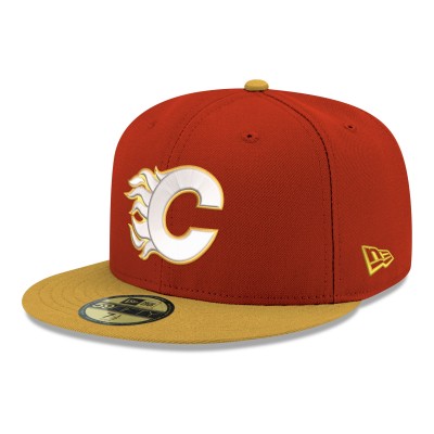 Бейсболка Calgary Flames New Era Red Core Logo Two-Tone 59FIFTY