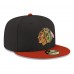 Бейсболка Chicago Blackhawks New Era Black Core Logo Two-Tone 59FIFTY
