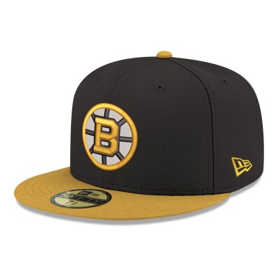 Бейсболка Boston Bruins New Era Black Core Logo Two-Tone 59FIFTY