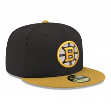 Бейсболка Boston Bruins New Era Black Core Logo Two-Tone 59FIFTY