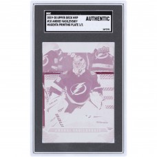 Andrei Vasilevskiy Tampa Bay Lightning 2019-20 Upper Deck MVP Magenta Printing Plate #10 #1/1 SGC Authenticated Auth Card