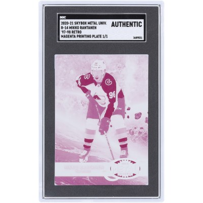 Mikko Rantanen Colorado Avalanche 2020-21 Upper Deck Metal Universe Magenta Printing Plate #R-14 #1/1 SGC Authenticated Auth Card