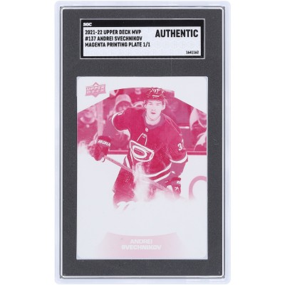 Andrei Svechnikov Carolina Hurricanes 2021-22 Upper Deck MVP Magenta Printing Plate #137 #1/1 SGC Authenticated Auth Card