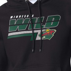Minnesota Wild Starter Black Logo Push Fleece Hoodie