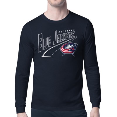 Columbus Blue Jackets Starter Navy Modern Tailsweep Long Sleeve T-Shirt