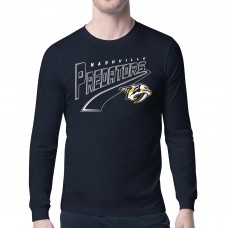 Nashville Predators Starter Navy Modern Tailsweep Long Sleeve T-Shirt