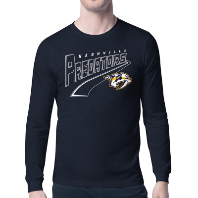 Nashville Predators Starter Navy Modern Tailsweep Long Sleeve T-Shirt