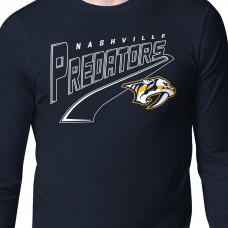 Nashville Predators Starter Navy Modern Tailsweep Long Sleeve T-Shirt