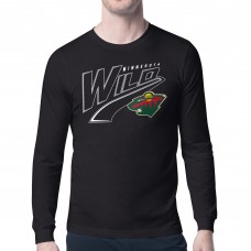 Minnesota Wild Starter Black Modern Tailsweep Long Sleeve T-Shirt