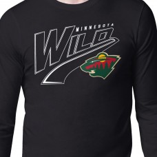Minnesota Wild Starter Black Modern Tailsweep Long Sleeve T-Shirt