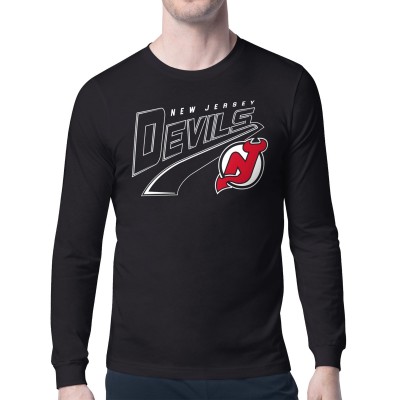 Футболка с длинным рукавом New Jersey Devils Starter Black Modern Tailsweep
