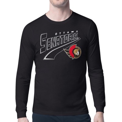 Ottawa Senators Starter Black Modern Tailsweep Long Sleeve T-Shirt