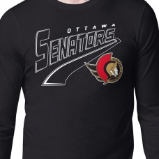 Ottawa Senators Starter Black Modern Tailsweep Long Sleeve T-Shirt Ottawa Senators Starter Black Modern Tailsweep Long Sleeve T-Shirt