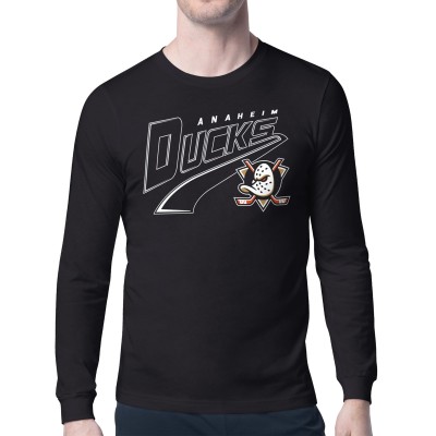 Футболка с длинным рукавом Anaheim Ducks Starter Black Modern Tailsweep