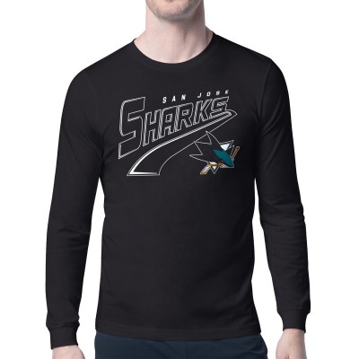 Футболка с длинным рукавом San Jose Sharks Starter Black Modern Tailsweep