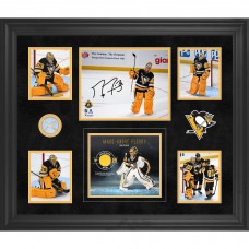 Marc-Andre Fleury Pittsburgh Penguins Autographed Fanatics Authentic Framed 20 x 24 Return to Pittsburgh Collage with a Piece of Game-Used Net vs. Columbus Blue Jackets on September 27, 2025 - Limited Edition of 99