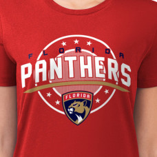 Женская футболка Florida Panthers G-III 4Her by Carl Banks Red Super-Slim Lightweight Pinstripe Circle Graphic