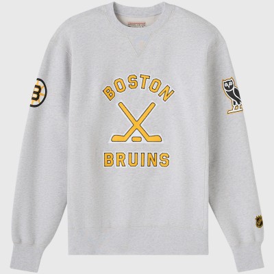 Boston Bruins OVO x NHL Heather Gray Fleece Sweatshirt