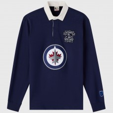 Winnipeg Jets OVO x NHL Navy YD Striped Rugby Polo