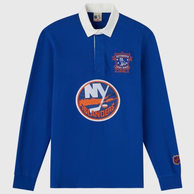 New York Islanders OVO x NHL Royal YD Striped Rugby Polo