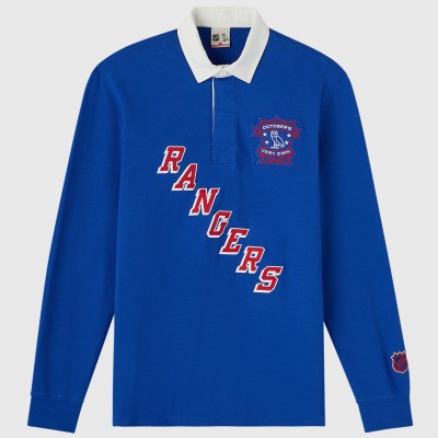 New York Rangers OVO x NHL Blue YD Striped Rugby Polo