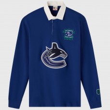 Vancouver Canucks OVO x NHL Blue YD Striped Rugby Polo