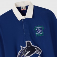 Vancouver Canucks OVO x NHL Blue YD Striped Rugby Polo