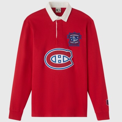 Montreal Canadiens OVO x NHL Red YD Striped Rugby Polo