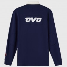 Edmonton Oilers OVO x NHL Navy YD Striped Rugby Polo