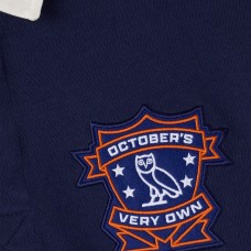 Edmonton Oilers OVO x NHL Navy YD Striped Rugby Polo