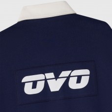 Edmonton Oilers OVO x NHL Navy YD Striped Rugby Polo