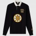 Boston Bruins OVO x NHL Black YD Striped Rugby Polo