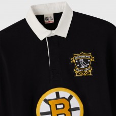 Boston Bruins OVO x NHL Black YD Striped Rugby Polo