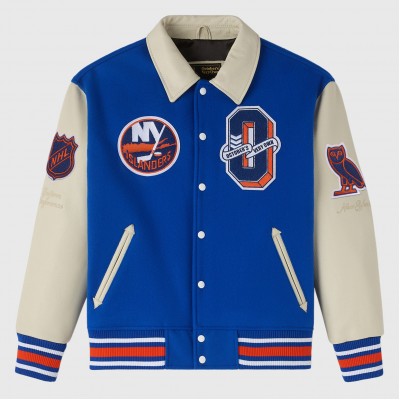 New York Islanders OVO x NHL Royal Full-Snap Varsity Jacket