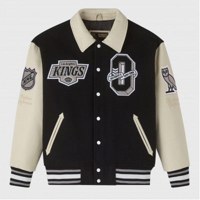 Los Angeles Kings OVO x NHL Black Full-Snap Varsity Jacket