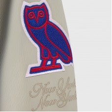 New York Rangers OVO x NHL Blue Full-Snap Varsity Jacket New York Rangers OVO x NHL Blue Full-Snap Varsity Jacket