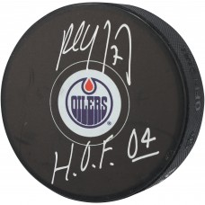 Paul Coffey Edmonton Oilers Autographed Fanatics Authentic Hockey Puck with HOF 04 Inscription
