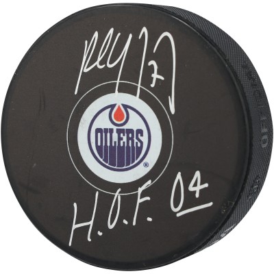Paul Coffey Edmonton Oilers Autographed Fanatics Authentic Hockey Puck with HOF 04 Inscription
