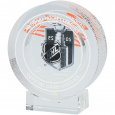 Evan Bouchard Edmonton Oilers Autographed Fanatics Authentic 2025 Stanley Cup Final Match-Up Crystal Puck - Filled with Ice from the 2025 Stanley Cup Final