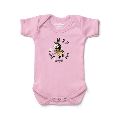 Newborn Boston Bruins Chad & Jake Pink Unicorn Graphic Bodysuit