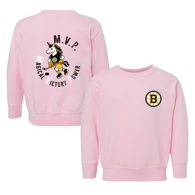 Toddler Boston Bruins Chad & Jake Pink Unicorn Sweatshirt