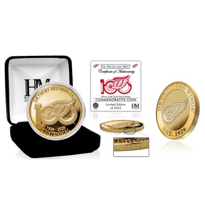 Detroit Red Wings Highland Mint Centennial 39mm Gold Coin