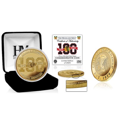 Chicago Blackhawks Highland Mint Centennial 39mm Gold Coin